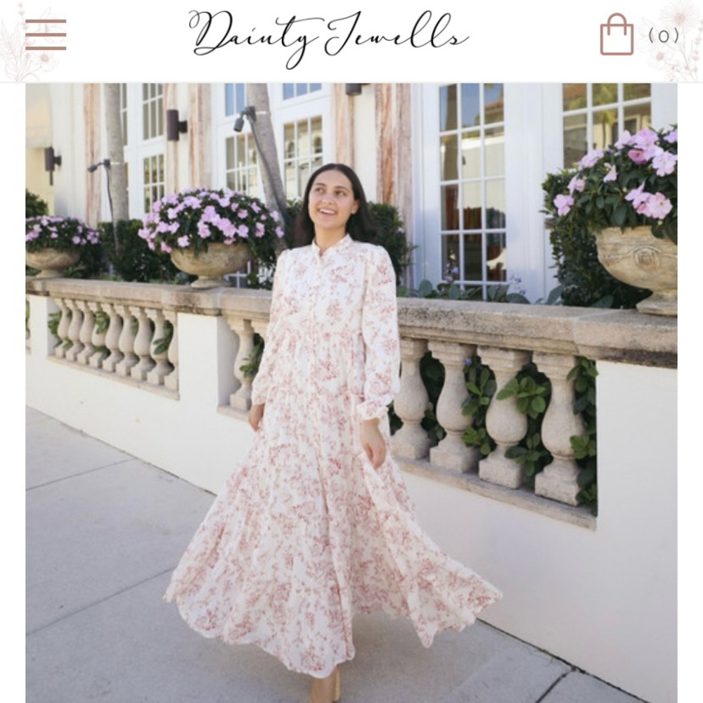 Dainty Jewells Floral Pink and White Dress